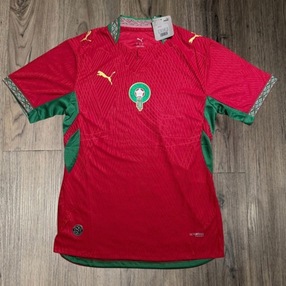 Puma Morocco 2026 Home Authentic Soccer Jersey Mens Size Large Red Green New